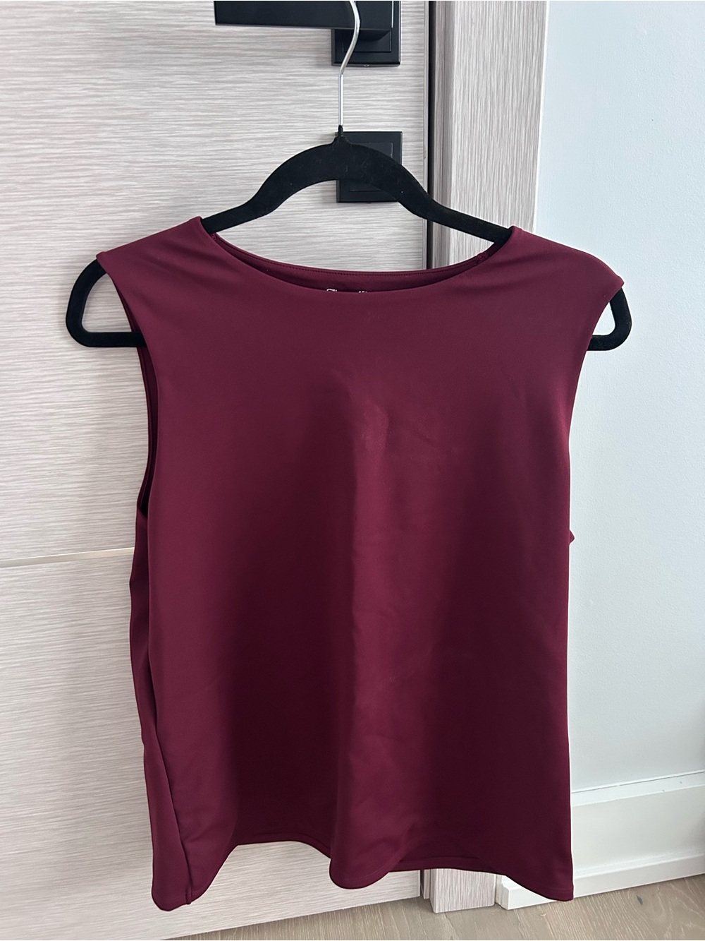 Express Sleeveless Boatneck Tank Top in Wine